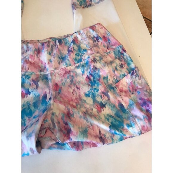 pbx pro pink and blue cotton candy like print athletic leggings size small - Picture 2 of 12